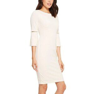 Calvin Klein pink sheath dress pearl trim bell sleeves shift petal women new 8